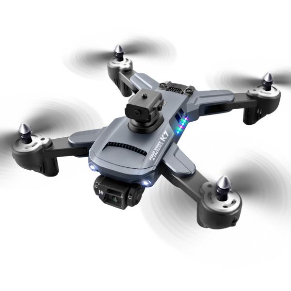 Mini Foldable Drone K7 Optical Flow Obstacle Avoidance 4k Camera LED Lights Remote Control 1800 mAh Battery ESC HD Camera