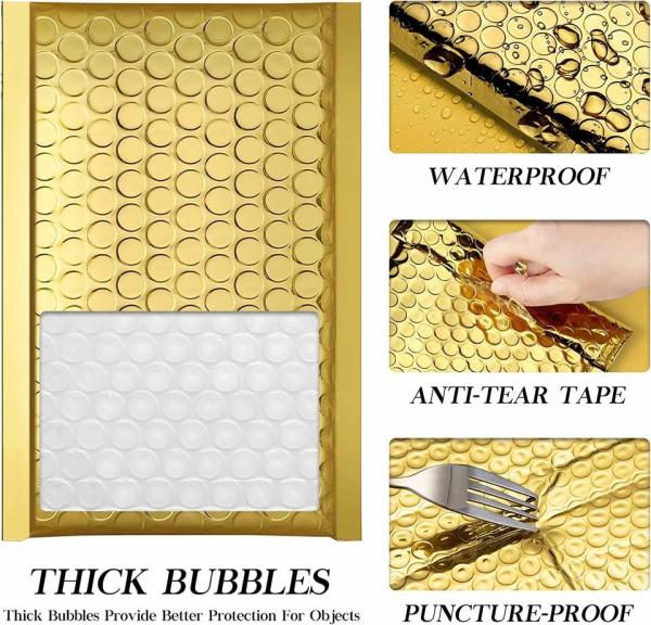 Biodegradable Compostable Shipping Packaging Holographic Metallic Poly Bubble Mailer Padded Envelope