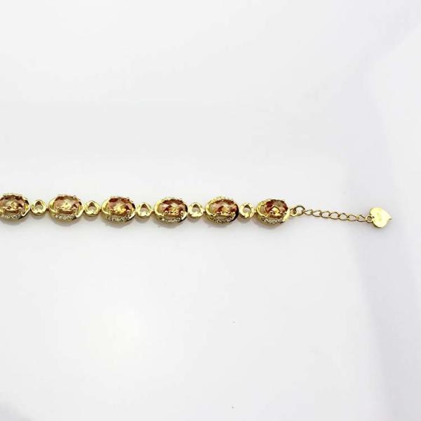 Gold Plated Silver with 5x7mm Oval Champagne Citrine and Clear Cubic Zircon Tennis Bracelet(B06CHAMPAGE)