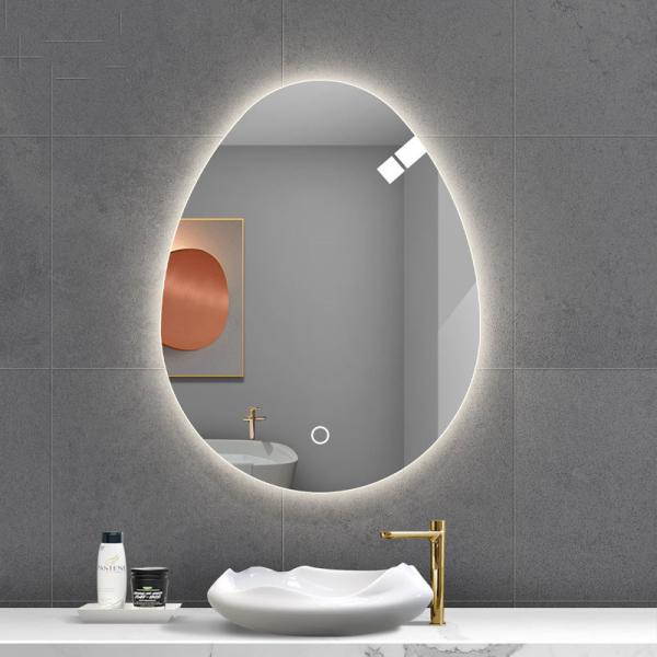 Frameless LED Oval Bathroom Mirror 3000K - 6000K LED Touch Sensor Mirror For Hotel