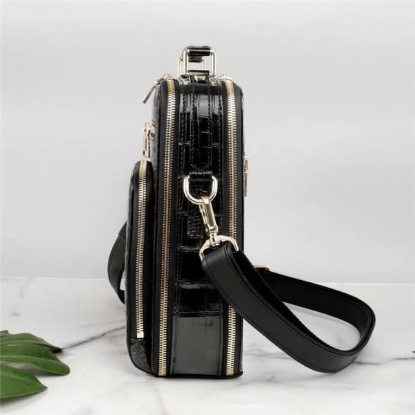 Genuine Crocodile Leather Men Small ZIP Handbag Authentic Alligator Belly Skin Male Cross Shoulder Bag Messenger Bag