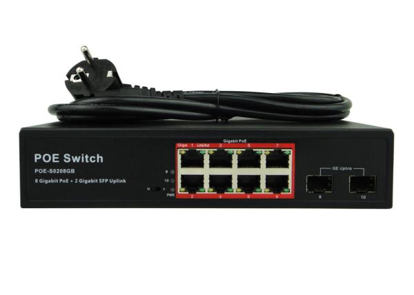 Latest POE-S0208GB 8 Gigabit PoE & 2 Gigabit SFP IEEE802.3af/at PoE Switch (150W built-in power supply source)
