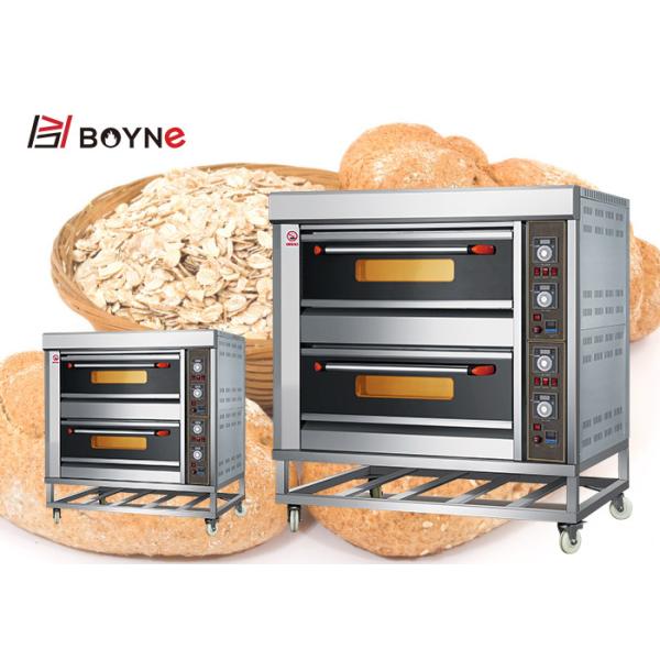 Double Deck Gas Industrial Baking Oven Four Trays For Restaurant