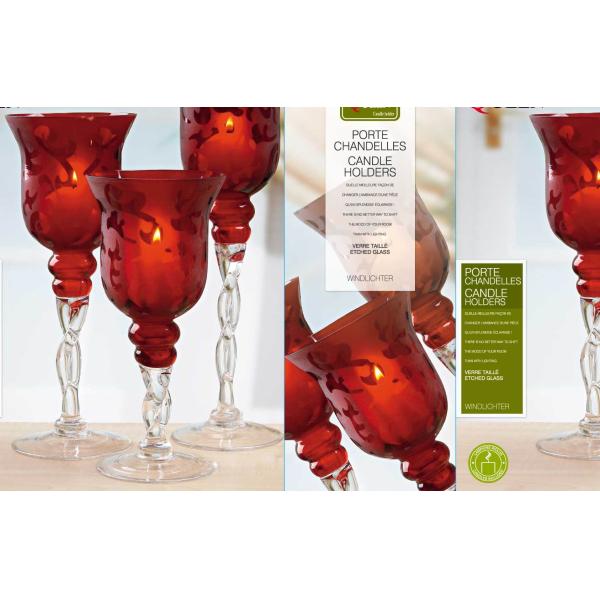 Держатели для свечи дизайна Cutted руки красные стеклянные со стержнем цвета длинным