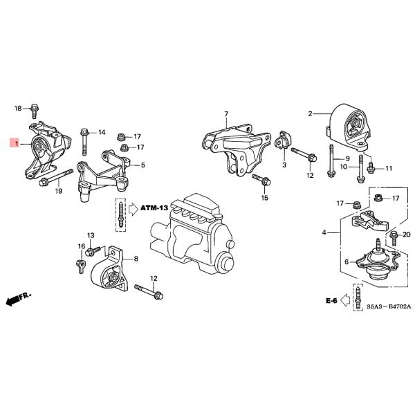 Rubber Assembly Transmission Mount Replacement AT Honda Civic 50805-S5A-A81 50805-S5A-992