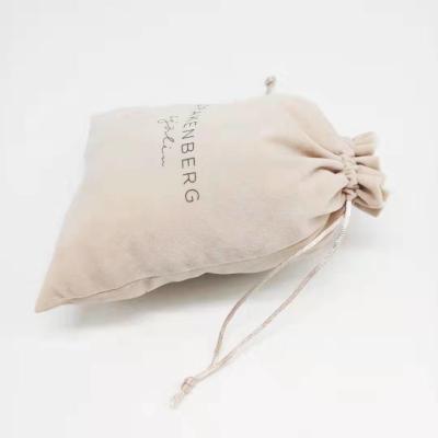 Polyester Flocking Drawstring Mesh Pouch Gift packaging 25x30cm With Woven Label