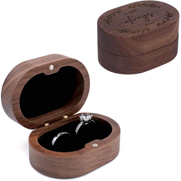 High quality wooden ring box Walnut circular ring box Wedding Valentine gift can be customized laser logo