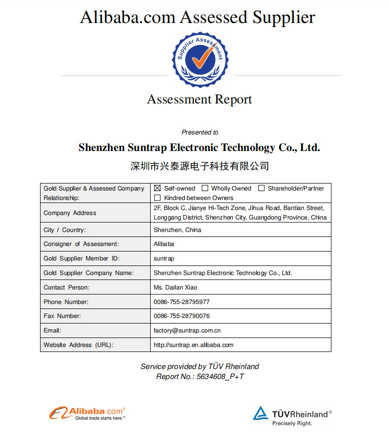 Shenzhen Suntrap Electronic Technology Co., Ltd. Сертификации