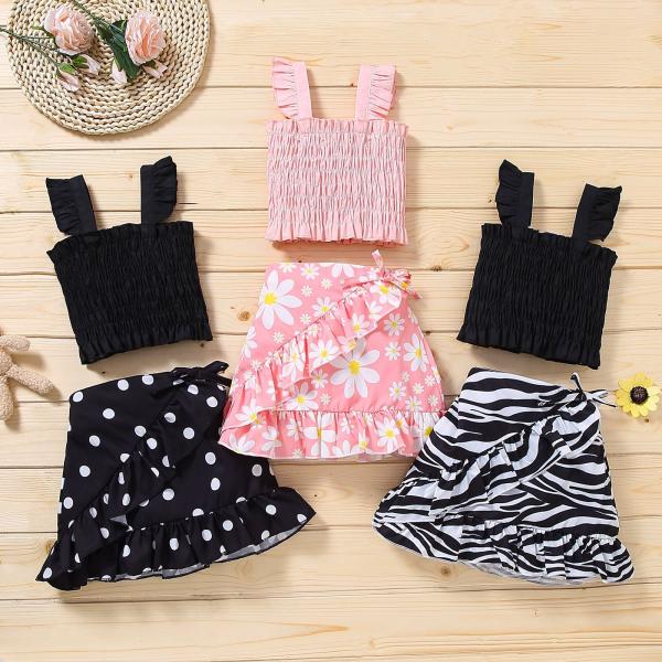 0.8M 31.5in Summer Children'S Clothing Short Suit With Skirt For Girls