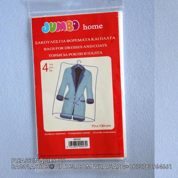 Plastic Garment Bags Clear Dress Covers For Hanging Transparent Dry Cleaning Bags Dust-Proof Garment Covers
