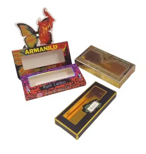 Custom Purple Lash Boxes Textured Paper Eyelash Packaging