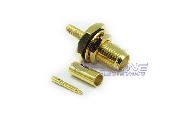 Gold SMA Male Female Coaxial Connectors Bulkhead Crimp Style with Reverse Polarity Plug