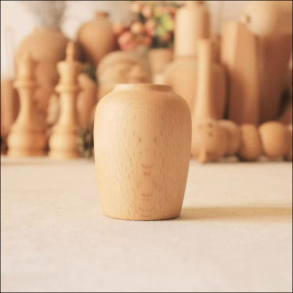 Home Wood Vase Craft Decor Statue Cute Handmade Wooden Figurines Carving Wooden Decoration Orname