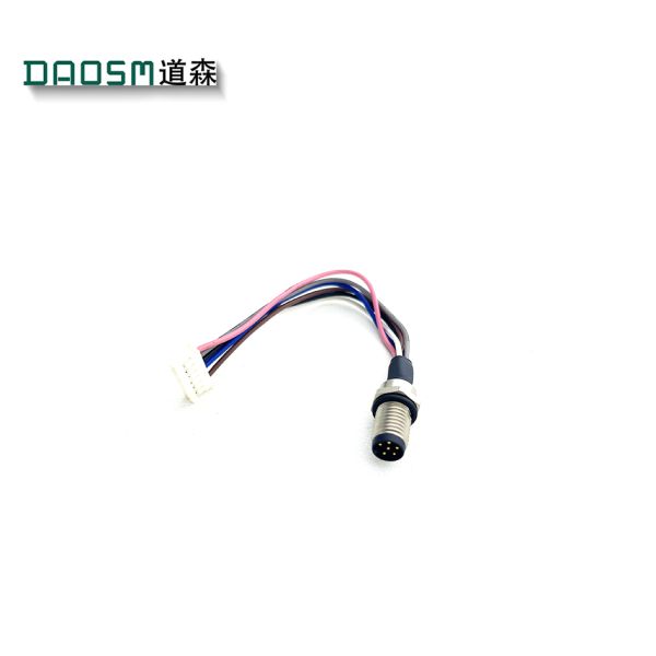 Long Lasting M8 Cable Connectors Gold Contact Plating M8 Male Connector with 1 Meter Cable