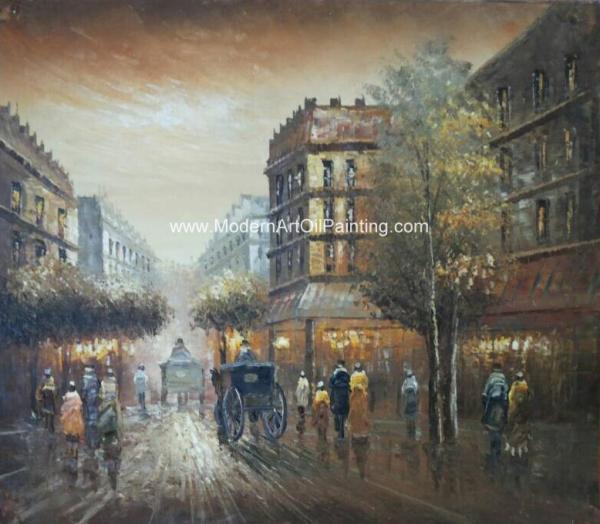Thick Oil Colorful Paris Painting , Impressionism Wall Art Paris Street Living Room Deco
