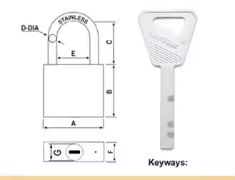 Rarlux Stainless Steel square Type Disc Padlock Anti-theft Safety Rust Proof Stainless Steel Padlock