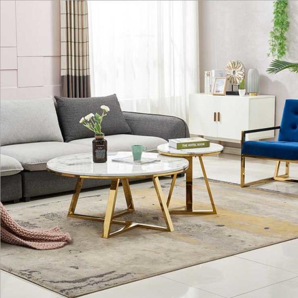 100x100cm Luxury Center Tables Metal Base Marble Top Low Tea Round