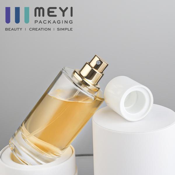 Empty Cylinder Transparent  Perfume Bottle Glass With Magnetic Cap 50 Ml With Gift Box