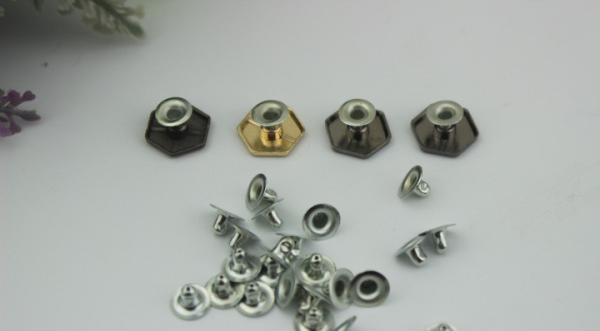Bags hardware zinc alloy hanging brush anti brass 15 mm six-sided decorative bottom nails with single rivets
