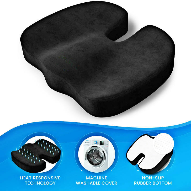 Premium Memory Foam Office Chair Cushion with Non-slip Bottom and Machine Washable Cover