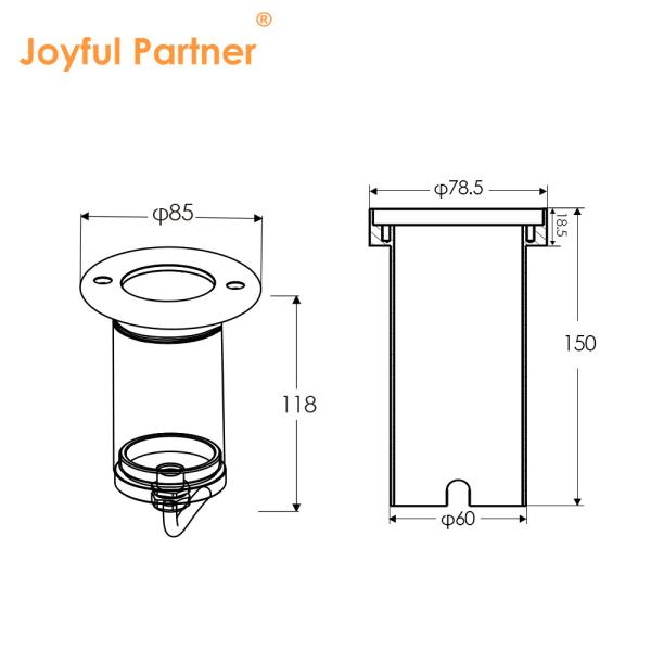 Lampe d'escalier en aluminium IP65 imperméable à l'eau AC100-240V COB LED 6W avec boîte de montage
