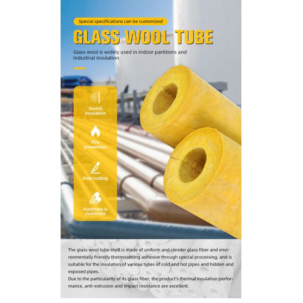 Thermal Insulation GlassWool Pipe Fireproof With Wire Mesh Alumina Foil