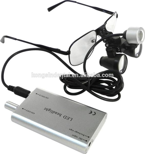 Dental 2.5X Surgical Binocular Medical Magnification Loupes with led light