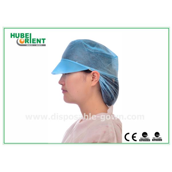 Non Woven White Snood Disposable Head Cap With Peak / Hairnet with Size  Customized