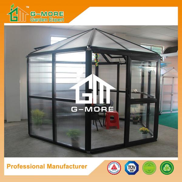 Aluminum Greenhouse-Hexagon Series-320 X 283 X 275CM-Dark Grey Color- PC or Glass