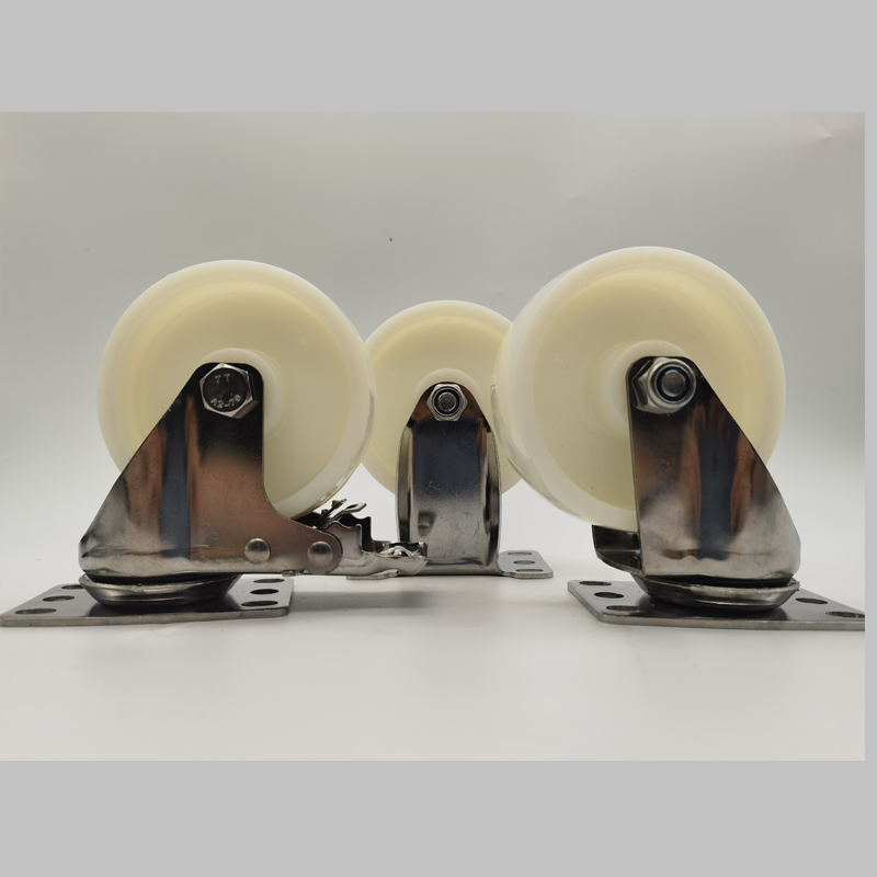 Medium Duty 304 Stainless Steel Plate Nylon Caster Wheels Singel 4
