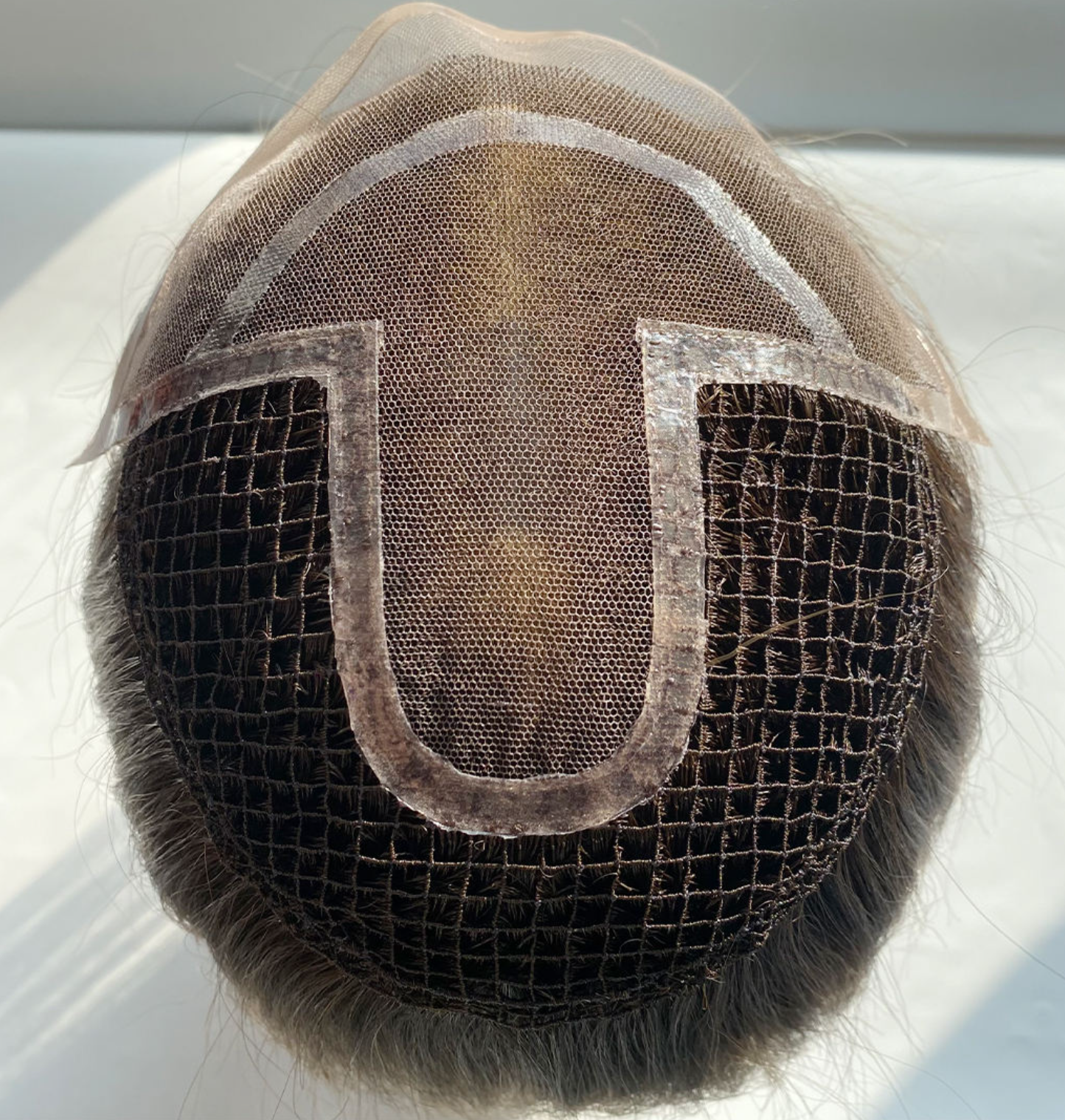 High Quality Natural Long Brown Integration Fishnet Base Virgin Multi Parting Hand Tied Human Hair Topper For Woman