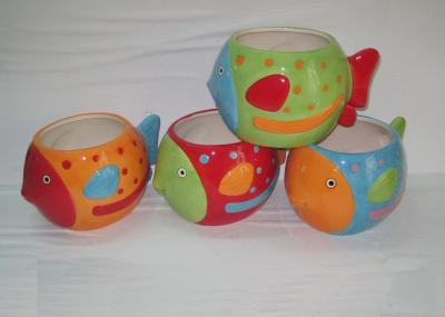 Colorful Ceramic Garden Planters Stoneware Fish Shaped Flower Pot For Household