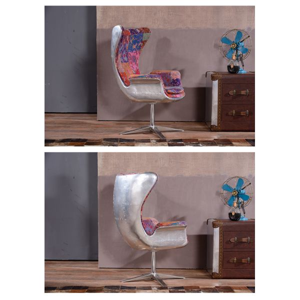 Nidea #8838 Industrial Style Single Egg Chair Red Wine  Bar New Office Living Room Bedroom Aluminum Leather Rivet Swivel Adjustable