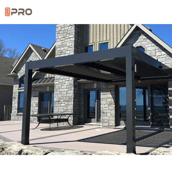 Garden Gazebo Outdoor Aluminum Pergola Opening Roofs Motorized Remote Control With Windproof Glass Door