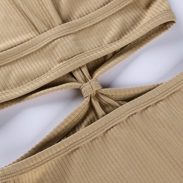 Halter Neck Knotted Sexy Women Dresses Hollow Sleeveless Solid Color