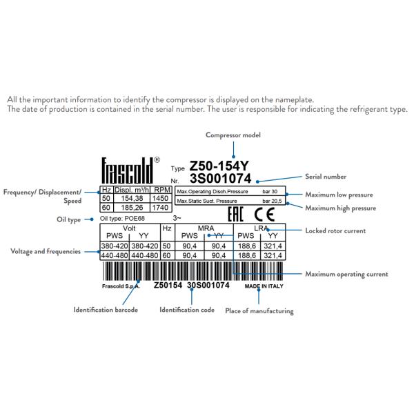 S10-52Y Полугерметические компрессоры Рефрижерационный компрессор R134a 380~420V-3-50Hz 440~480V-3-60Hz