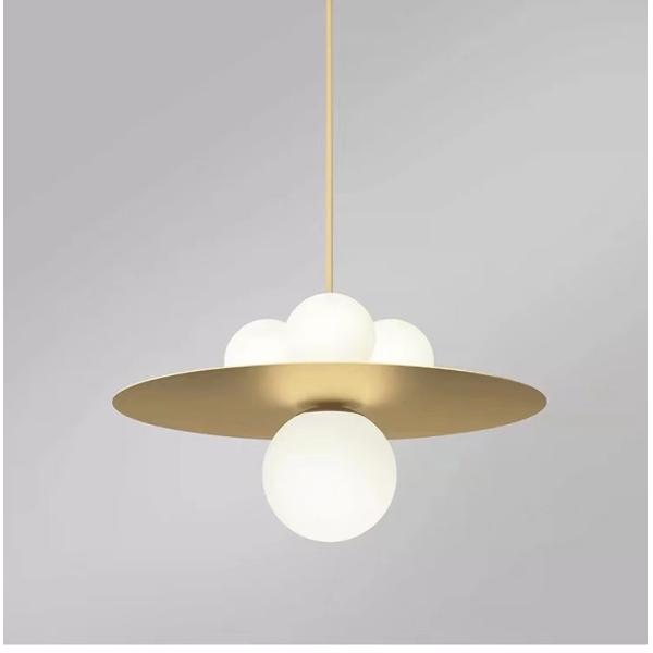 Nordic Minimalist Modern Glass Restaurant Small Chandelier Pendant Wrought Iron Lamp