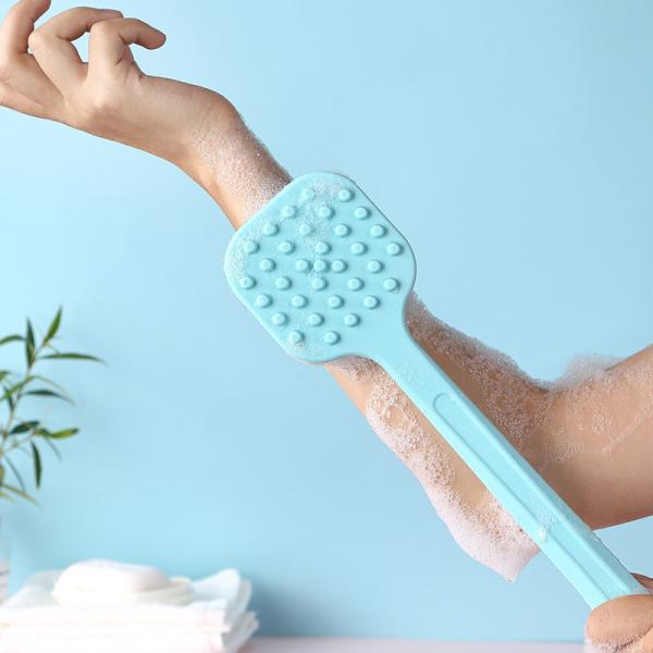 2 em 1 escova de limpeza longa do corpo do banho do silicone do punho para Exfoliating