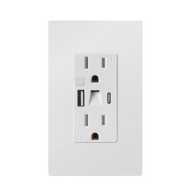 Plastic USB Power Outlets 15A 125V Power Outlet With Night Light