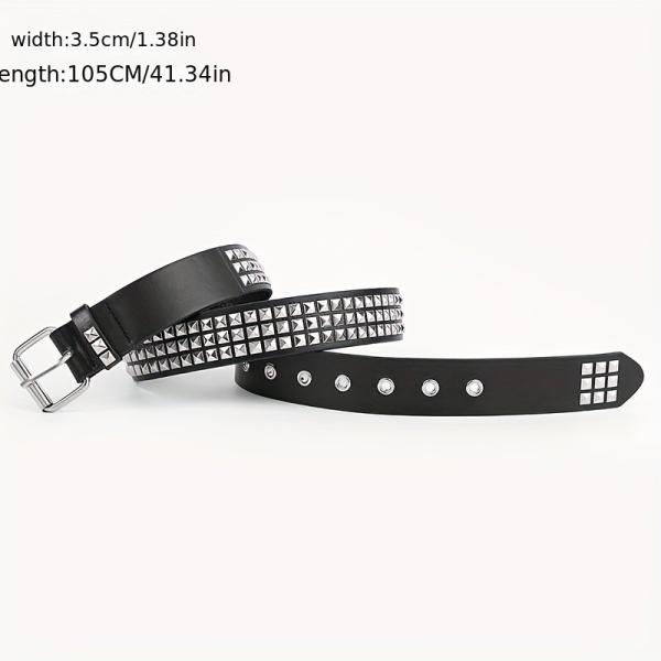 Unisex Western Belt with Ordinary Style Width 2-4cm Iron Buckle Rivet Punk Design