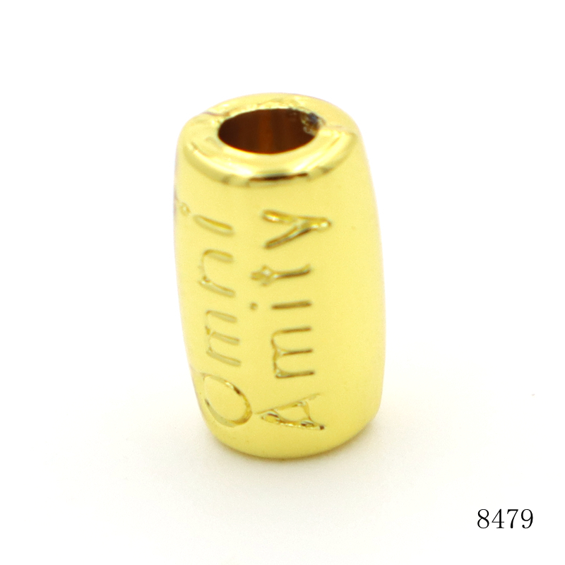 Gold Plated 10mm Diameter 3mm Hole Metal Bead Zinc Alloy Custom Logo Text Bead Bracelet Spacer Beads