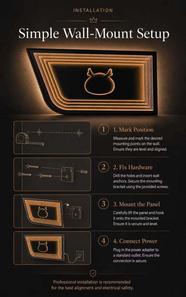 Kingstin Custom Black Metal Infinity LED Mirror Wall Art for Hotel Lobbies, Clubs & Lounges, 8+ Years OEM Project Support