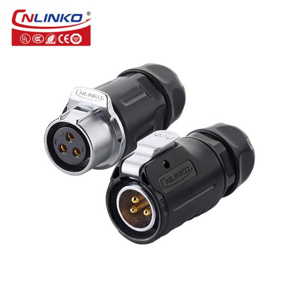 CNLINKO Waterproof 220V 3 Pin Circular Male Electrical Plug IP68 with Dust Cover Solar Photovoltaic Connectors