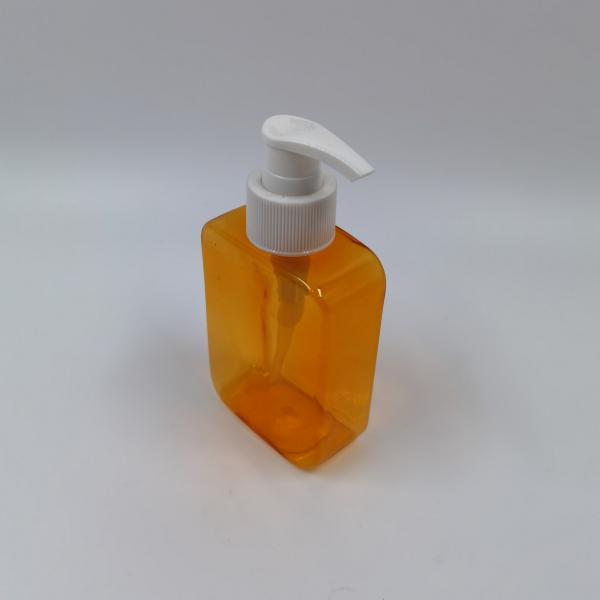 Orange Clear Flat Plastic Cosmetic Bottles Hand Wash Body Cream PET Container  180ml