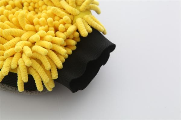 yellow/grey color microfiber plush chenille car cleaning detailing house cleaning wash mitts/gloves