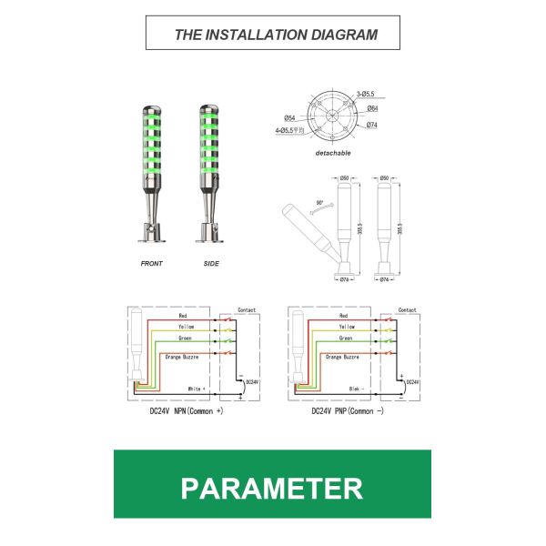 Feu de signalisation d'avertissement réglable LED rotatif avec longue durée de vie 50000 heures