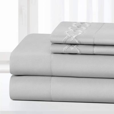 90gm Folhas bordadas Conjunto padrão sólido Extra suave resistente a rugas e desvanecimento 4PCS