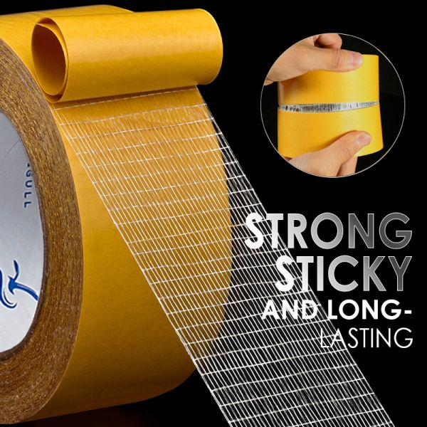 High Adhesive Strength Double Sided Fiberglass Mesh Tape with 220MIC Thickness for PVC Weather Strips and Floors