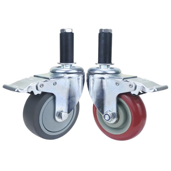 3inch Lean tube casters expansion universal wheel compound wire rod round tube rod brake wheel