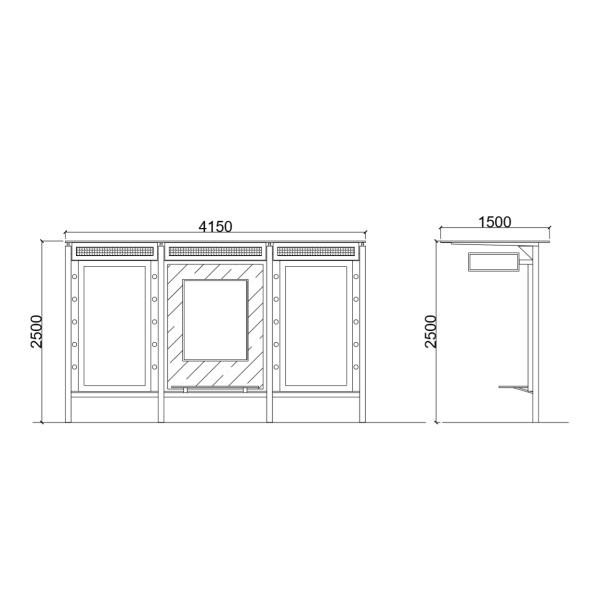 Outdoor Metal Paint 2500mm 8H Bus Stop Shelter